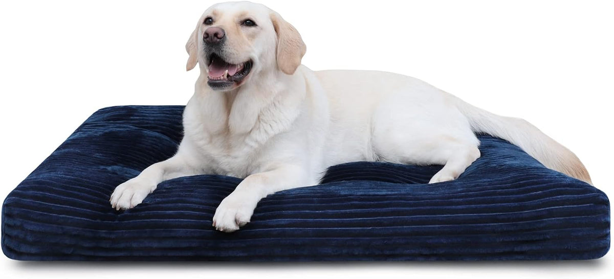 KSIIA Washable Dog Crate Bed Kennel Mat for Large Dogs - Blue / 48.0"L x 29.0"W x 3.5"Th