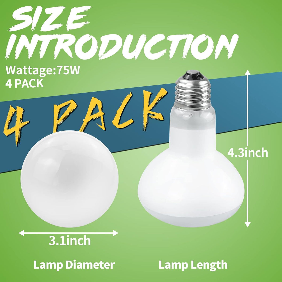 LUCKY HERP 4 Pack 100W Reptile Heat Lamp Bulb - 75 - image 4