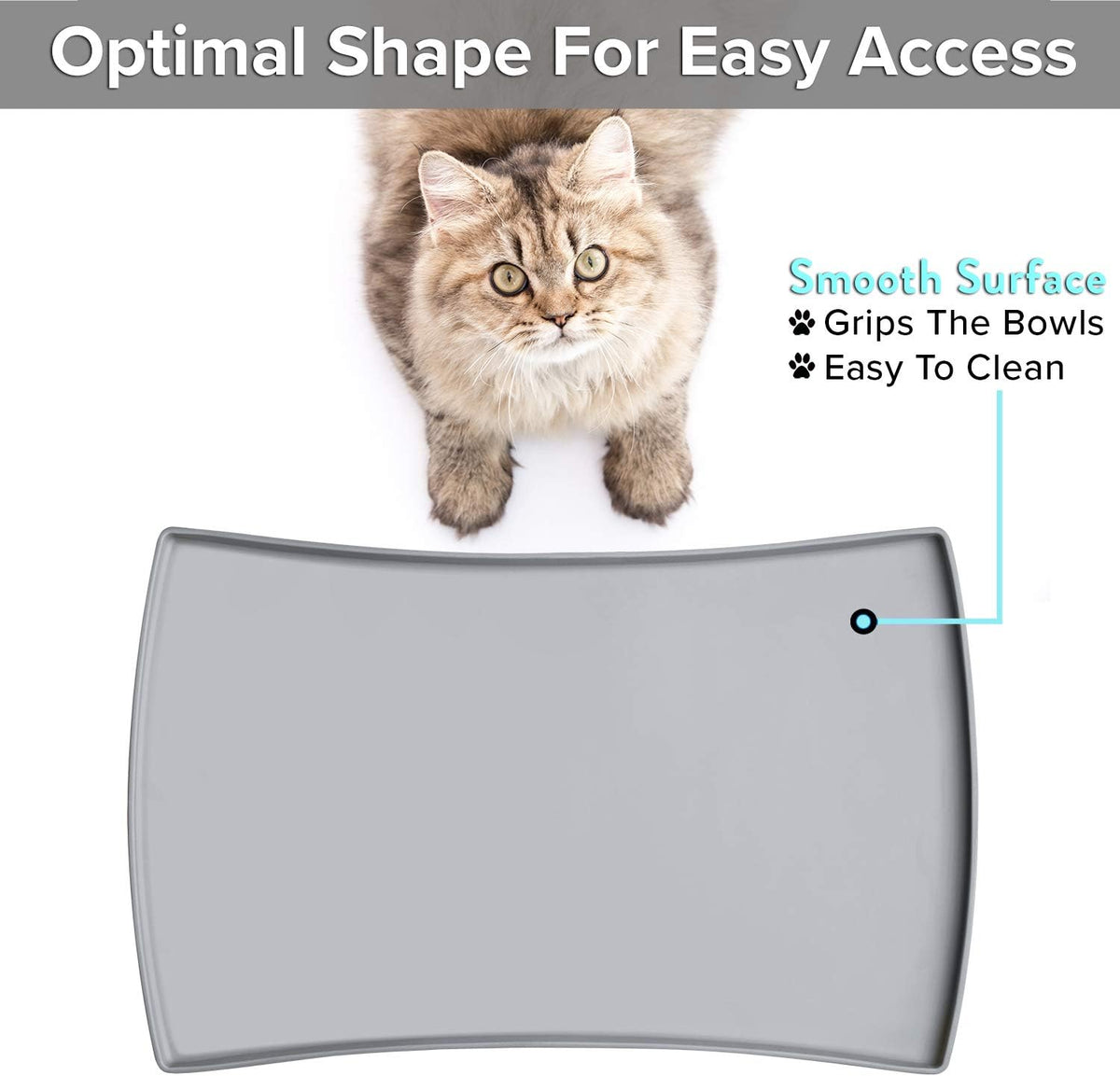 CatGuru Premium Cat Food Mat - 24"L x 14"W / Gray - image 4