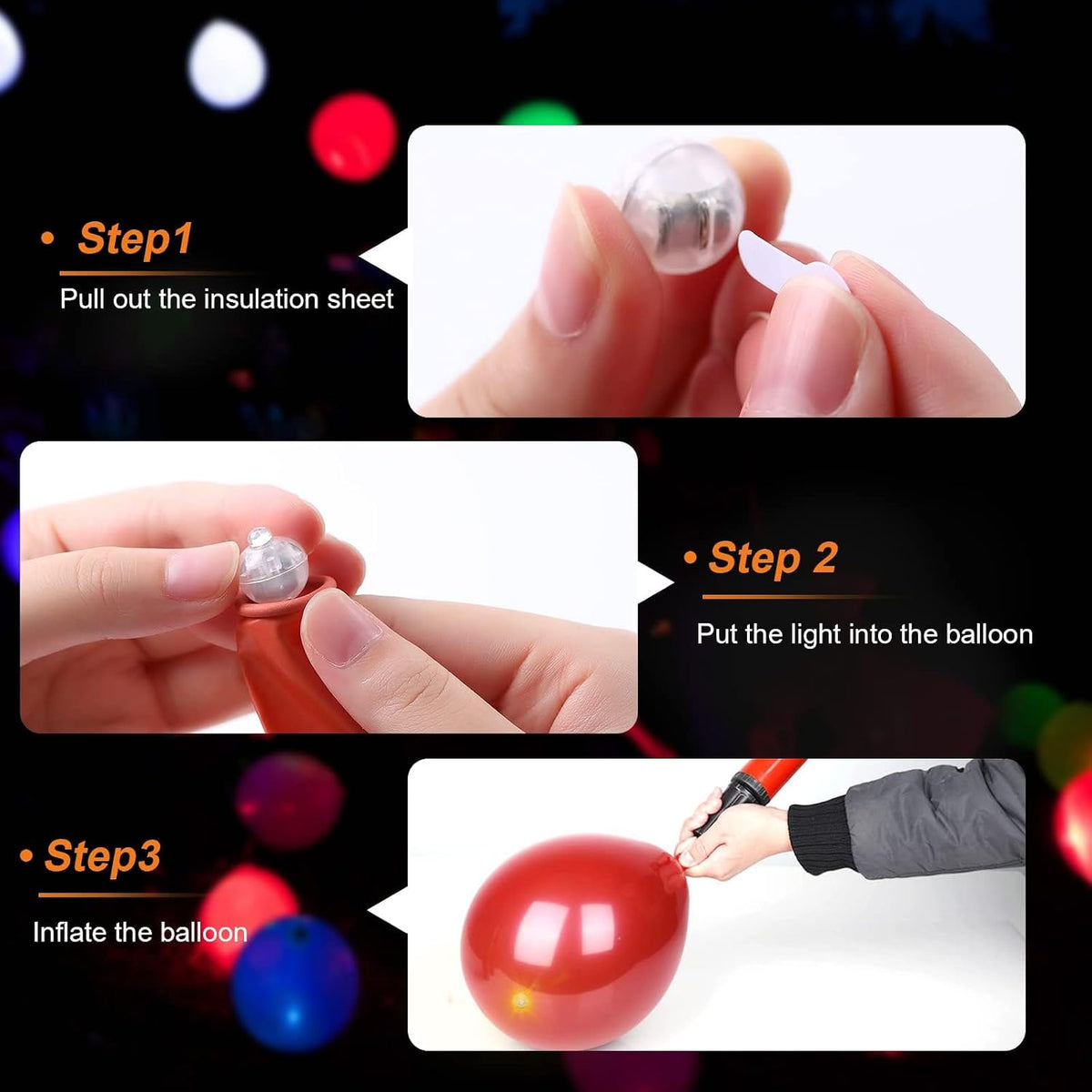 50pcs White LED Balloon Lights - 200PCS / Warm White - image 4