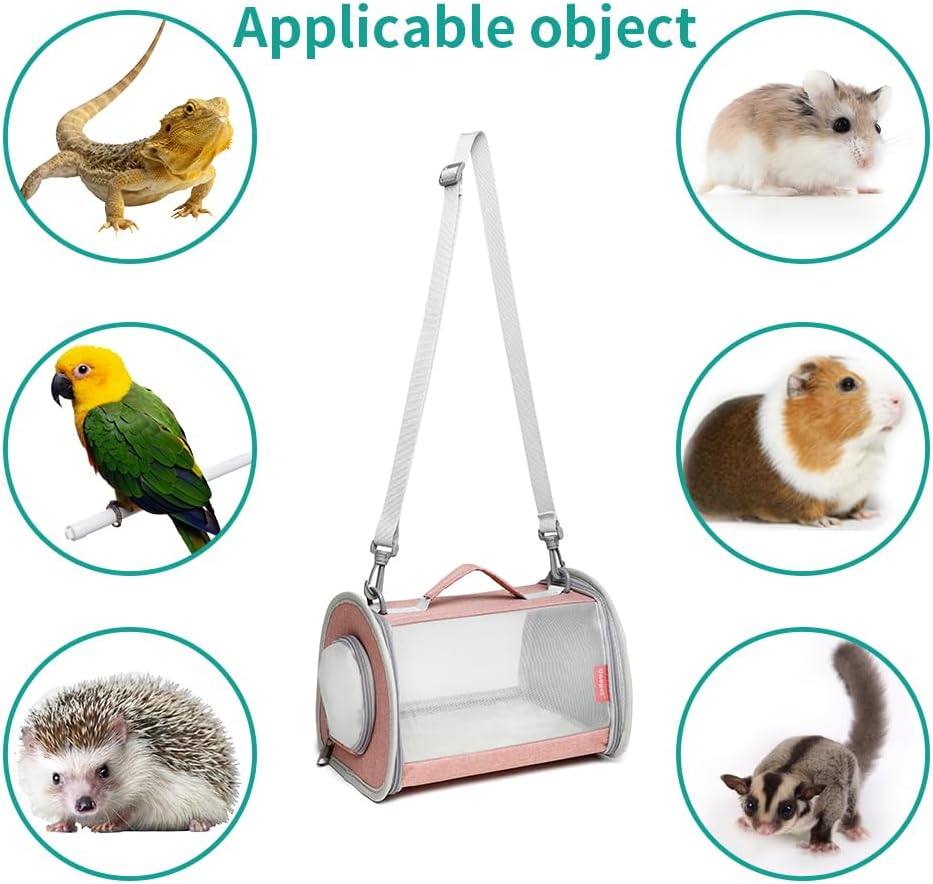 Guinea Pig Carrier Travel Small Animal Carrier Bag Lizard Bird Rabbit - 11.8"L x 9.4"W x 9.0"H / pink - image 3