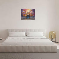 Music Wall Art Graffiti Musical Instruments Canvas Wall Decor Drum Pictures Painting Print Artwork Framed Decorations Gifts for Drummers Music Lover Studio Bar Musician Home Bedroom Living Room 16"x20"