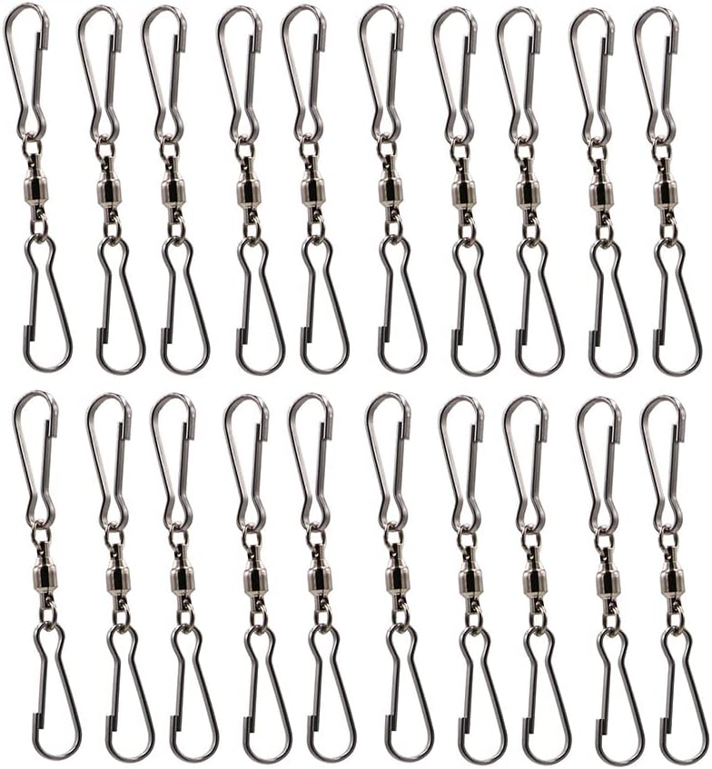 LGEGE stainless steel wind spinner swivel clips, 20 pack dual clip hooks