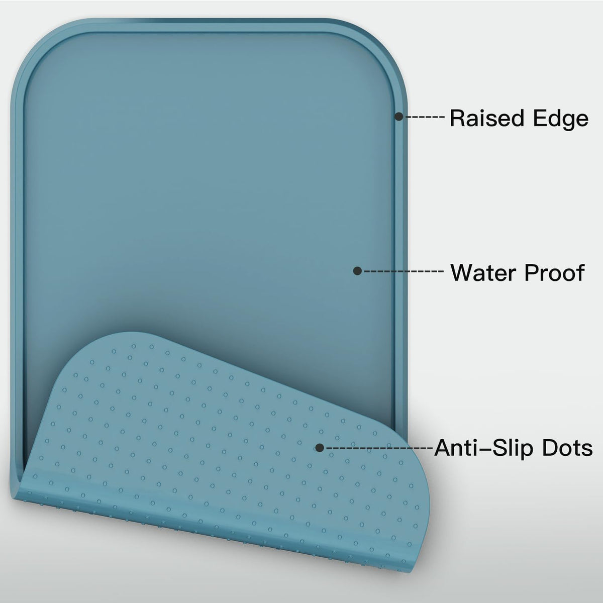 Feedoo Pet Feeding Mat [Warped Resistant Raised Edge] - 28.5"L x 16.5"W / Blue - image 3