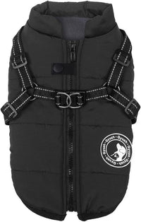 Gyuzh Dog Coat with Harness Puppy Coats Small Dog Harness Jacket - XXX-Large / black