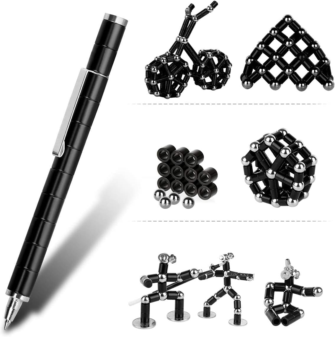 Fidget Pen, Decompression Magnetic Fidget Toy Pen - Black - image 2
