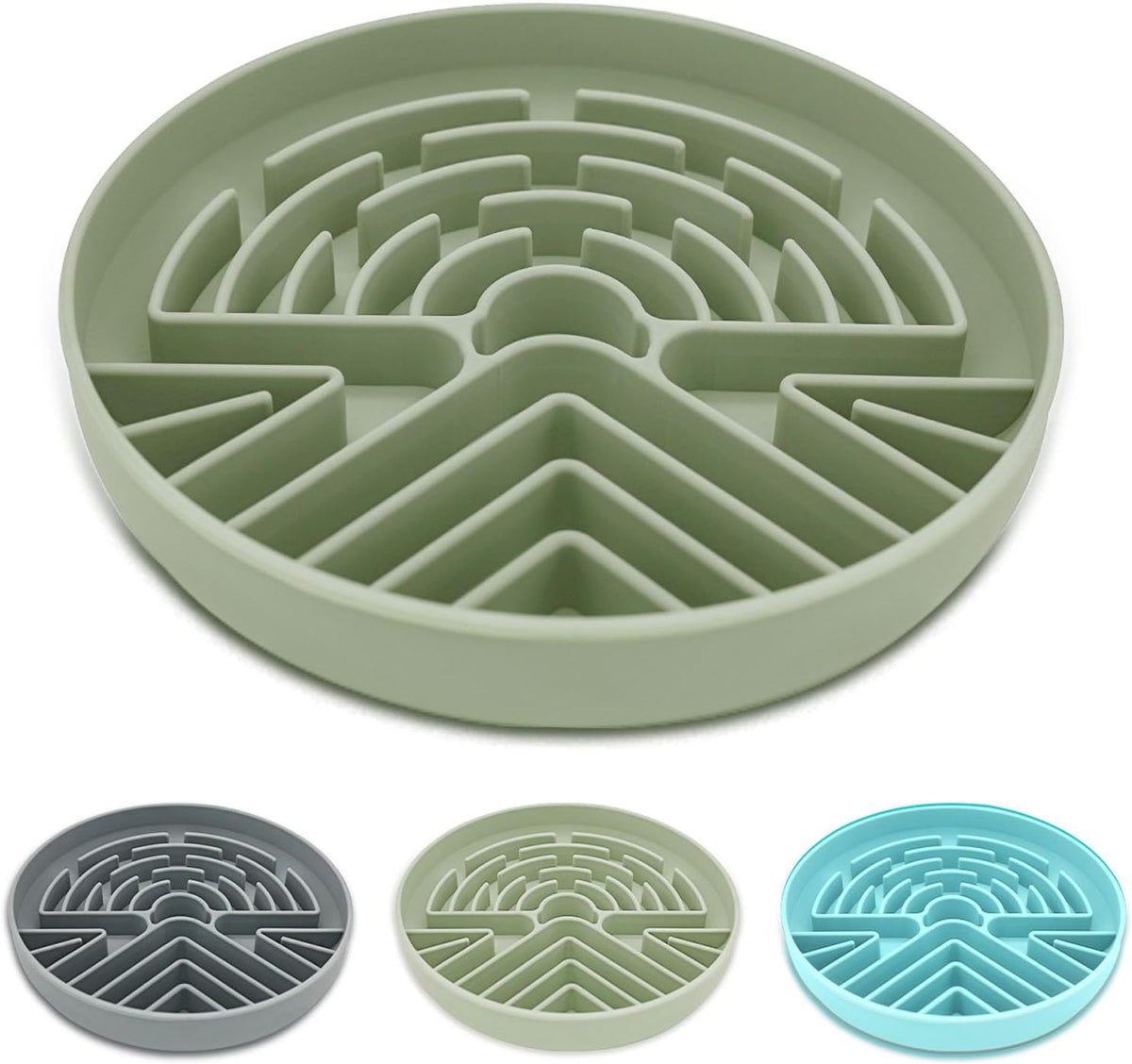 Lesipee Slow Feeder Dog Bowl for Large & Small Pets - Grey Green
