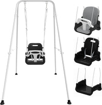 JWPEHOE foldable toddler swing with soft cushion and metal frame