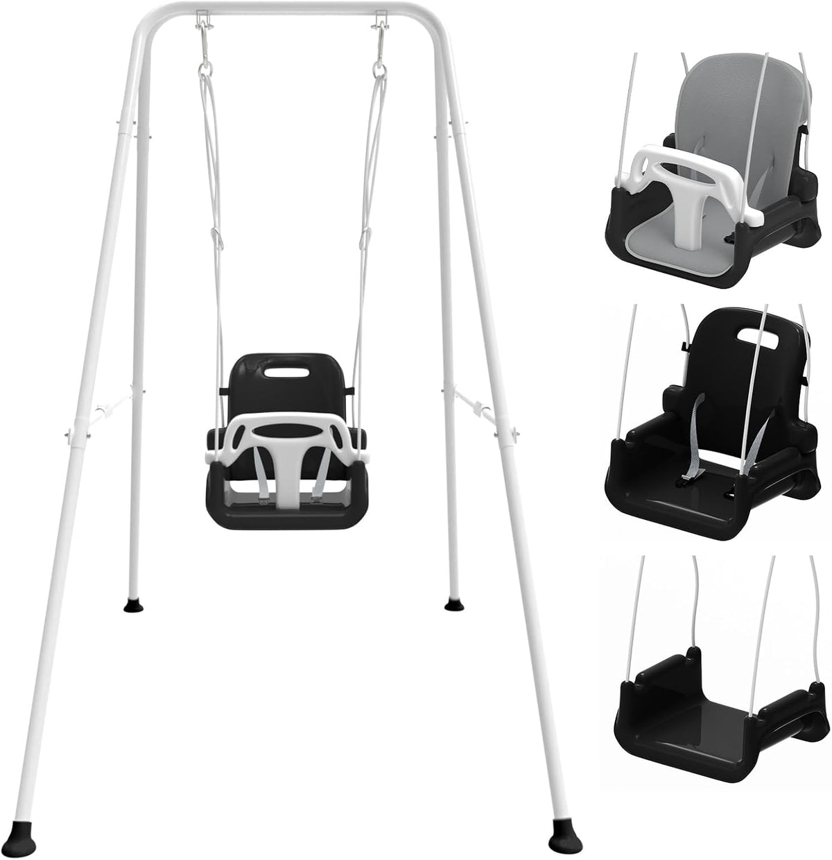 JWPEHOE foldable toddler swing with soft cushion and metal frame