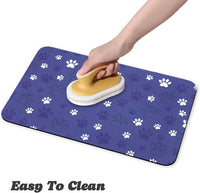 Dog Food Mat, Absorbent Water Bowl Mats Cat Pet Feeding Placemats Pink 20 * 12 inch – Essentials for Dogs - Dark Blue / 24"L x 16"W - image 4