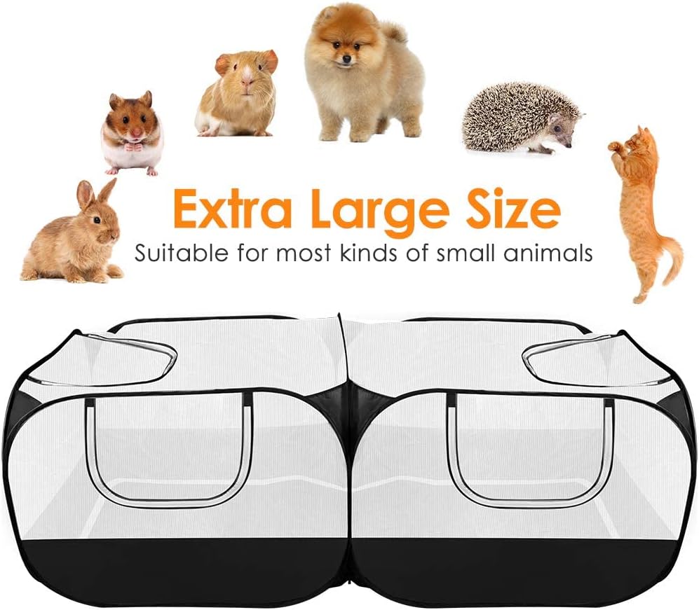 Lukovee Small Animals Playpen, Foldable, Detachable Bottom - Black - with Escape-proof Bottom - image 3