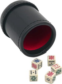 CHH Deluxe Leather-Like Dice Cup with 5 Poker Dice
