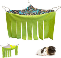 RIOUSSI Guinea Pig Hideout Hideaway Corner Fleece Toys Cage - Green / Triangle