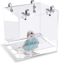 GURECOD Hanging Bird Bath Cube Bird Bathtub Bath Shower Box Bowl Cage - 6.3 x 6.3 x 6.3 inch