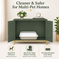 28.3" L Cat Litter Box Enclosure with Metal Frame - 28.3"L / Green - image 3