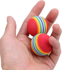 12 Pack Rainbow Cat Toy Balls Soft EVA Foam Interactive Indoor Kittens Favorite Toys 1.38" Dia. Small Dogs Puppies Toy Balls Bulk Activity Chase Quiet Play Sponge Ball