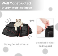 Petsfit Expandable Cat Carrier Large for 2 Cats, Soft-Sided Pet Carrier, 19x12x12 Inches, 2 Extensions for Adding Comfort, Fit for Pet Up to 15 Lbs, Black