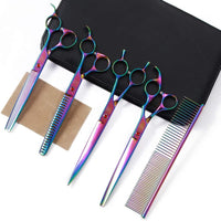 Professional Dog Grooming Scissors Set - 8 Inch (Pack of 5) / Rainbow