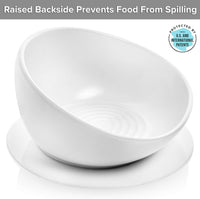 CatGuru Cat Food Bowl, Ceramic Bowls for Indoor Cats - Single Bowl / High-Low White - image 2