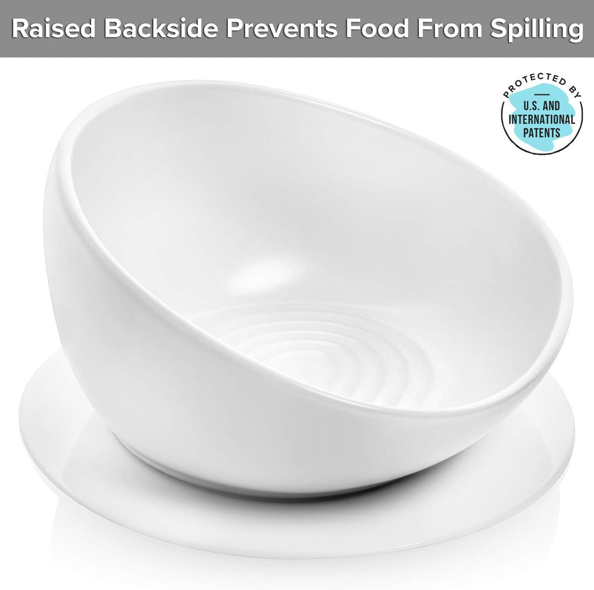 CatGuru Cat Food Bowl, Ceramic Bowls for Indoor Cats - Single Bowl / High-Low White - image 2