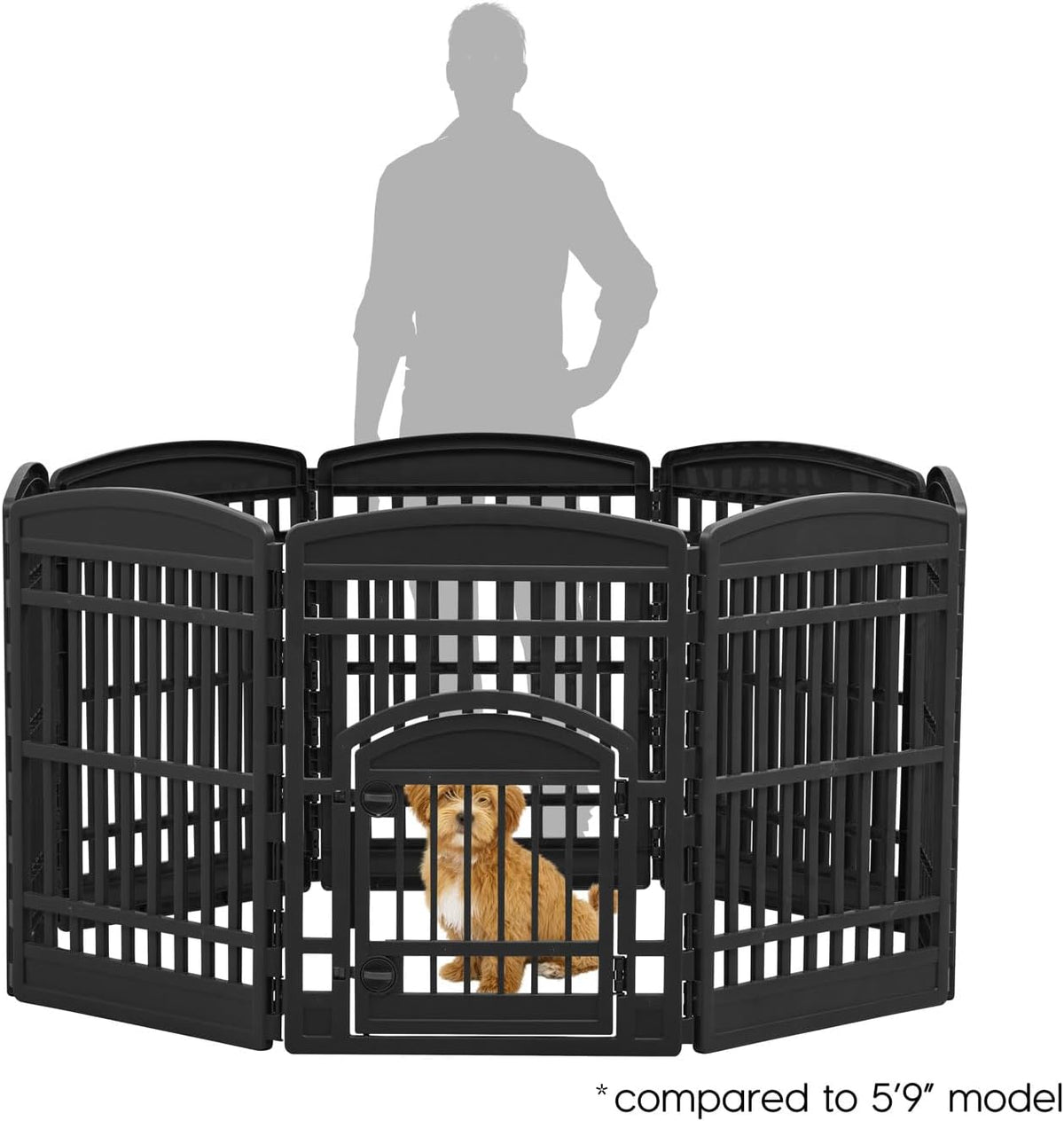IRIS USA 4-Panel Dog Playpen, Pet Enclosure - 8 Panel - 34" H / Black - image 2