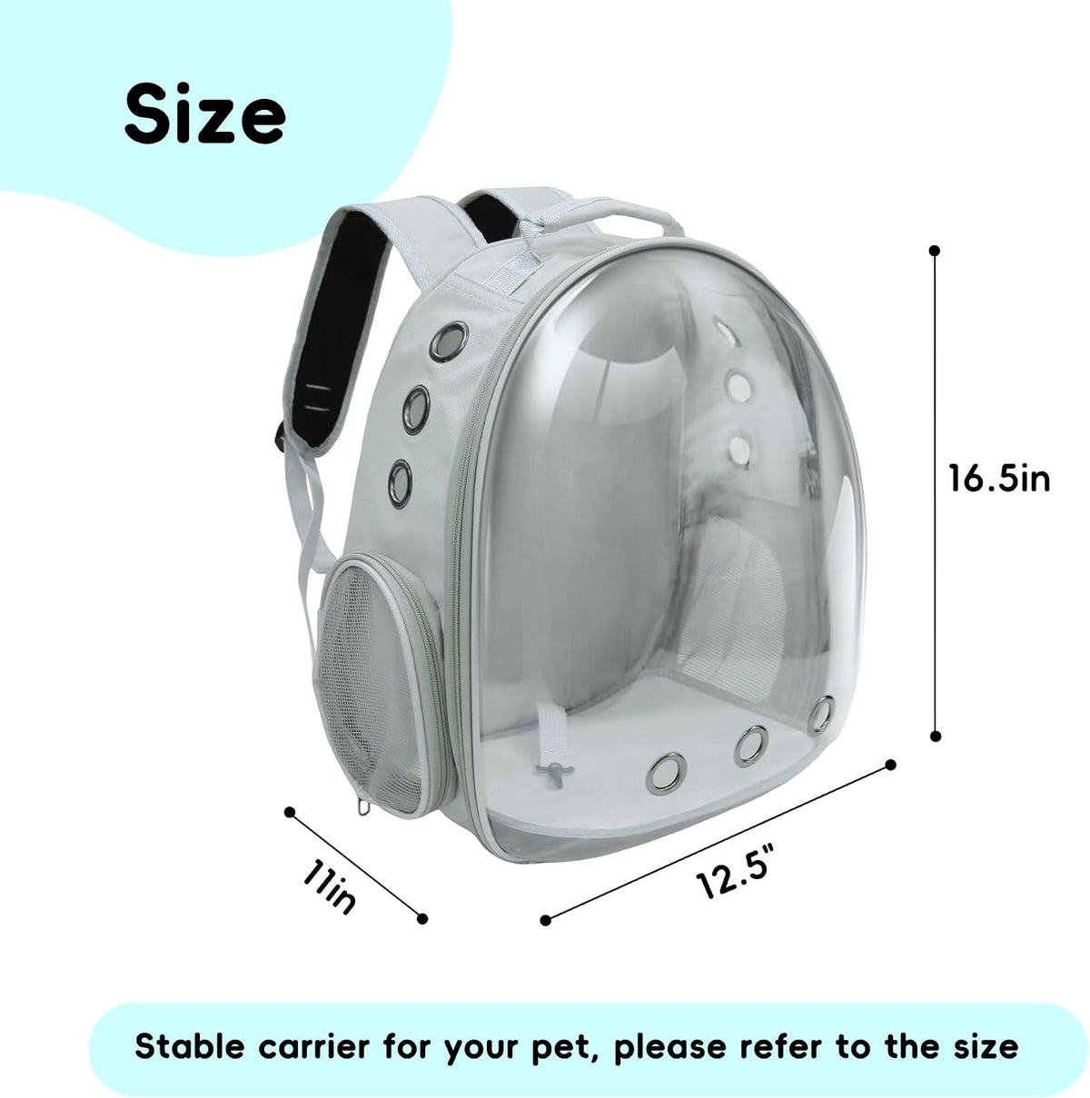 Cat Backpack, Airline Approved Bubble Carrying Bag for Small Medium Dogs Cats, Space Capsule Pet - Grey - image 3