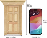 iLAND 1:12 scale unfinished wooden dollhouse door with 3D acrylic windowpane and gold handle - view 16