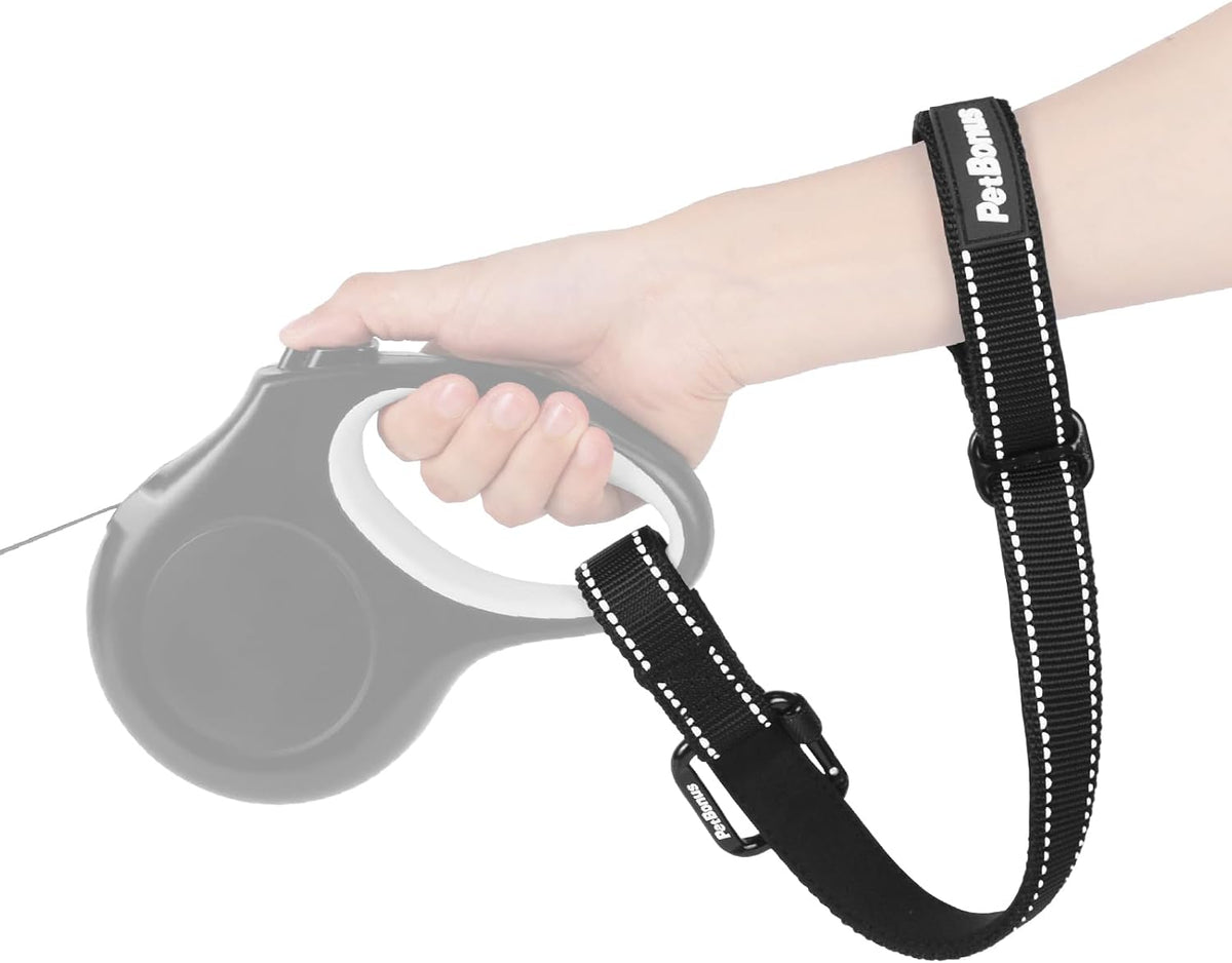 PetBonus Dog Leash Wrist Strap with Lockable Clip for Dog Retractable - Black / 1 Pack