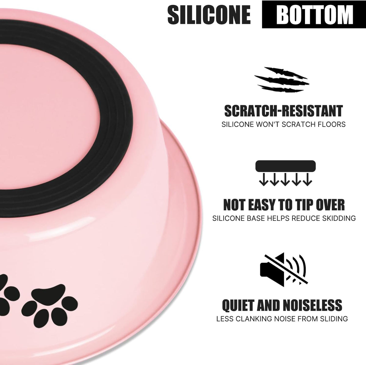 Stainless Steel Dog Bowls - Pink / 8.5 Cups/71 OZ - image 4