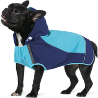 Hooded Dog Raincoat, Reflective Large Dog Rain Poncho - Small / Blue