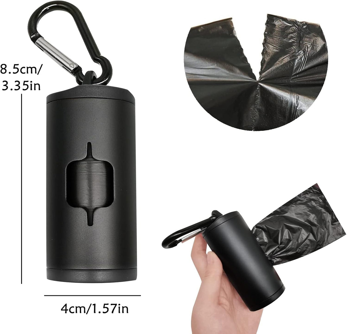 Aluminum Dog Poop Bags Holder with Carabiner Metal Pet Waste Bags - Black / 1 Count (Pack of 1) - image 2