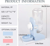 kathson Rabbit Water Bottle, 17oz Hanging Water Fountain Automatic Dispenser No Leak WaterFeeder for Bunny Chinchilla Guinea Pig Hedgehog Ferret, Blue