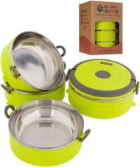 Healthy Human Travel Pet Bento Bowls - 4-Bowl Set / Green