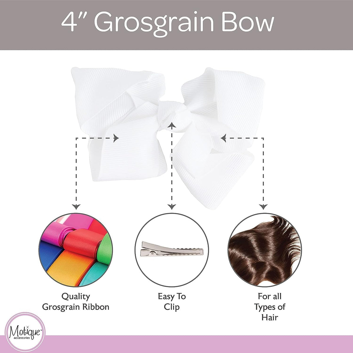 Motique Accessories 4 inch dusty rose grosgrain hair bow for girls on a metal alligator clip - view 26