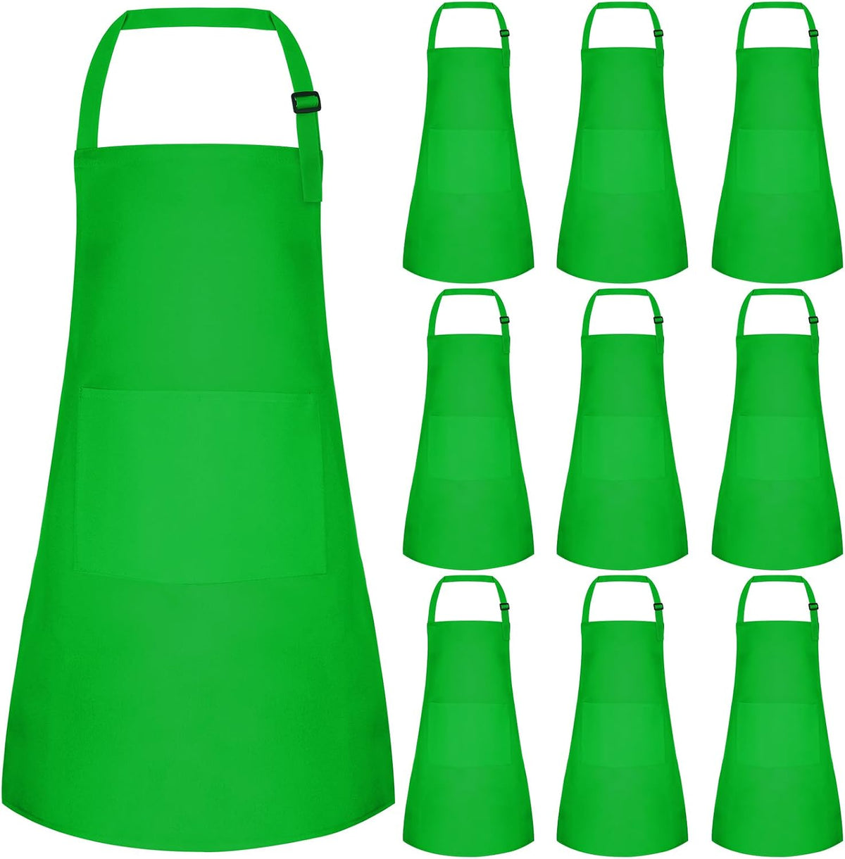 5 Pack Kids Apron Adjustable Children Apron with 2 Pockets Children - Green / 10