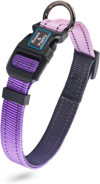 Roses&Poetry Reflective Dog Collar with Gradient Mistyrose - L / LightPurple