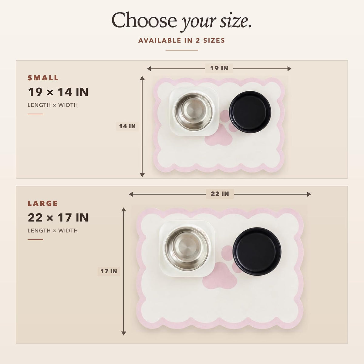 Scalloped Dog Feeding Mat, Beige White, 14" X 19” – Essentials for Dogs - Pink / 22"L x 17"W - image 4