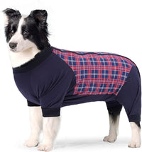 Dog Recovery Suit, Abdominal Wound After Surgery Wear, Anti Licking Bodysuit with Zipper, E-Collar & Cone Alternatives, Plaid Dog Spay Surgical Onesie Prevent Shedding(Medium, Red)
