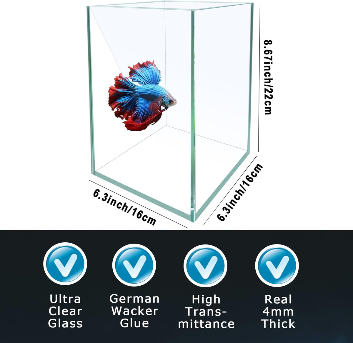 Ultra White Glass Betta Aquarium Starter Kits 1.5 Gallon Small Fish - image 2