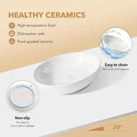 Elevated Cat Bowls, Cat Food and Water Bowl Set - White / 1 Bowl+1 Dish - image 3