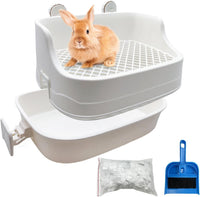Rabbit Litter Box Bunny Corner Potty Training Litter Toilet Pet Pan – Daily Care for Small Pets - White