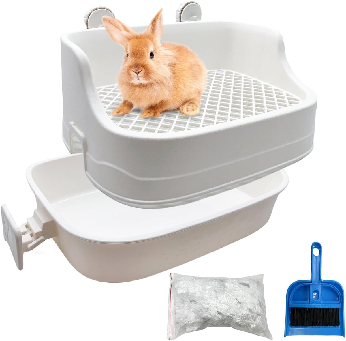 Rabbit Litter Box Bunny Corner Potty Training Litter Toilet Pet Pan – Daily Care for Small Pets - White