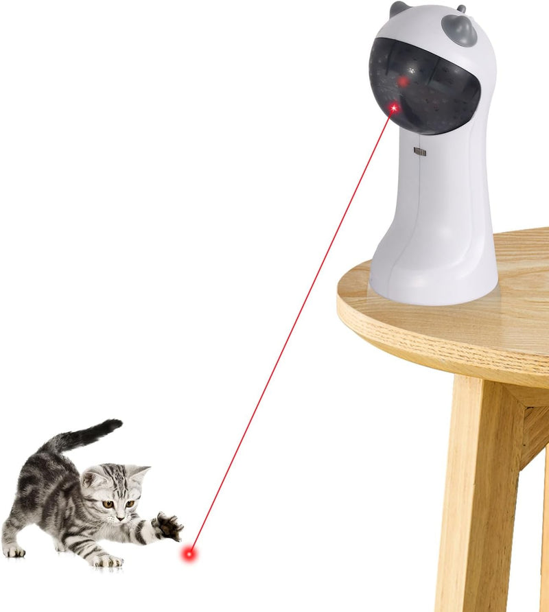 TBTeek Cat Toy, Automatic Motion-Activated, 5 Fun Patterns - Red Light-9136 White