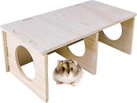 Wooden Hamsters 2-Chamber Hideout-Tunnel Multi Chamber Exploring Toy - M