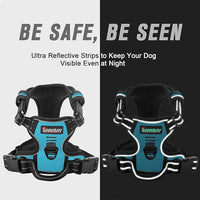 BARKBAY No Pull Dog Harness Front Clip Heavy Duty Reflective Easy Control Handle for Large Dog Walking(Blue,M)