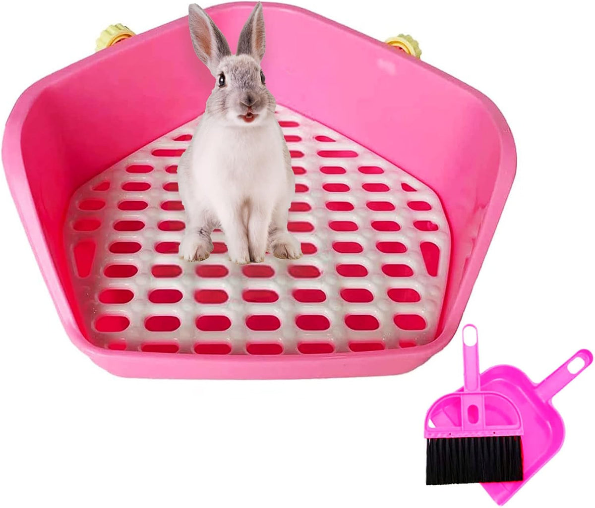 kathson Rabbit Litter Box Pet Toilet Cage Box Potty Trainer Corner - Pink
