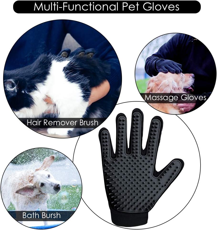 Pet Hair Removal Glove with 255 Silicone Tips for Dogs & Cats - Black - image 4