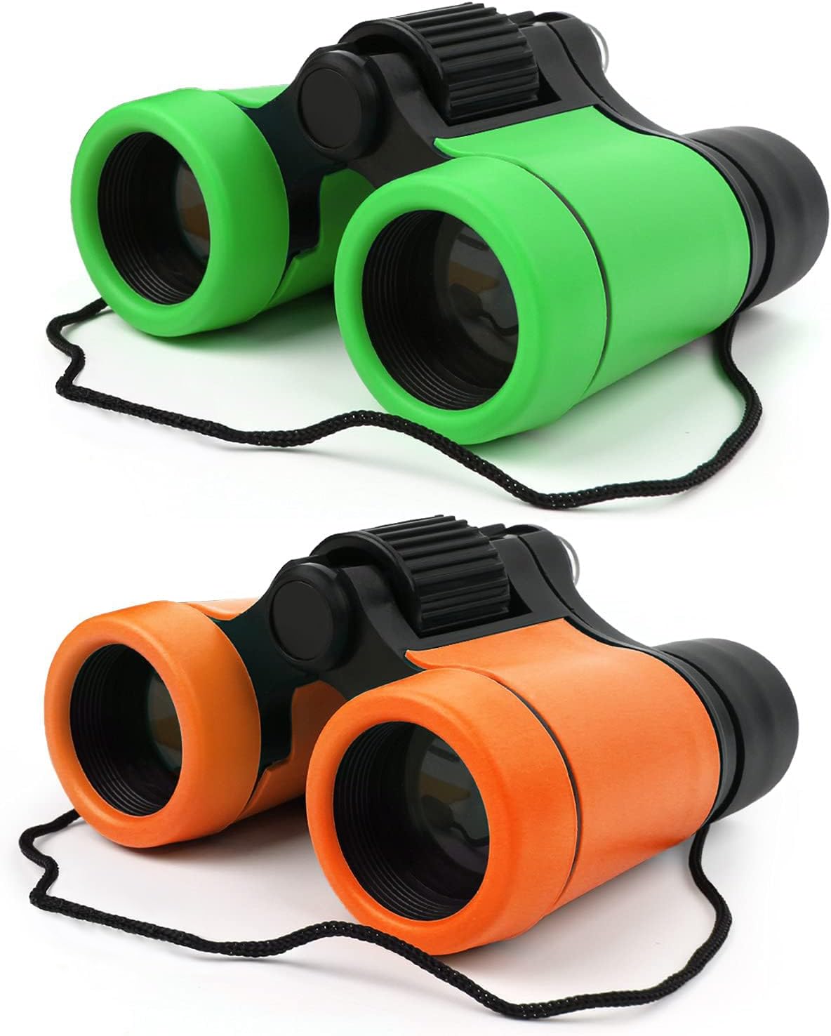 Scotamalone Kids Toy Binoculars Shock Proof for Age 3-12 Years Old - green and orange / two pc (Pack of 1)