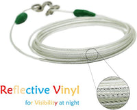 Petest 15ft Reflective Tie-Out Cable for Medium Dogs Up to 60 Pounds DarkGreen & Silver
