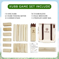 SunNordic rubber wood Kubb yard game set with king, blocks, batons and canvas carry bag - view 13